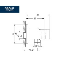 MEDIDAS SOPORTE FIJO CON CODO PARA TELEDUCHA GROHE